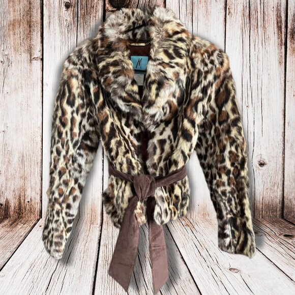 Marciano Rabbit Fur Leopard Print Jacket - Picture 2 of 5